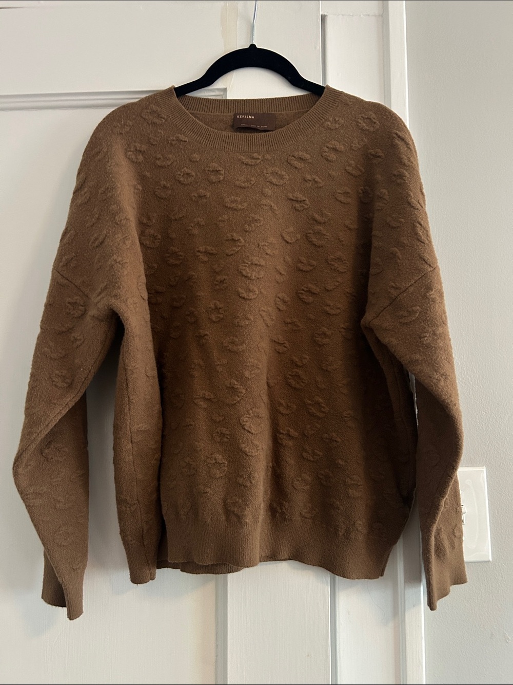 Kerisma Chestnut Brown Textured Crewneck Sweater